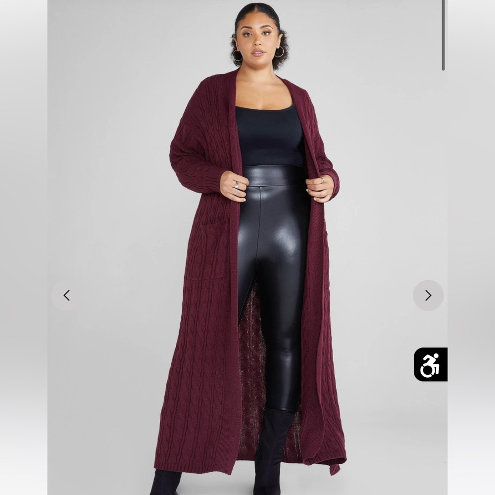 Women's Brown Cable Knit Long Cardigan